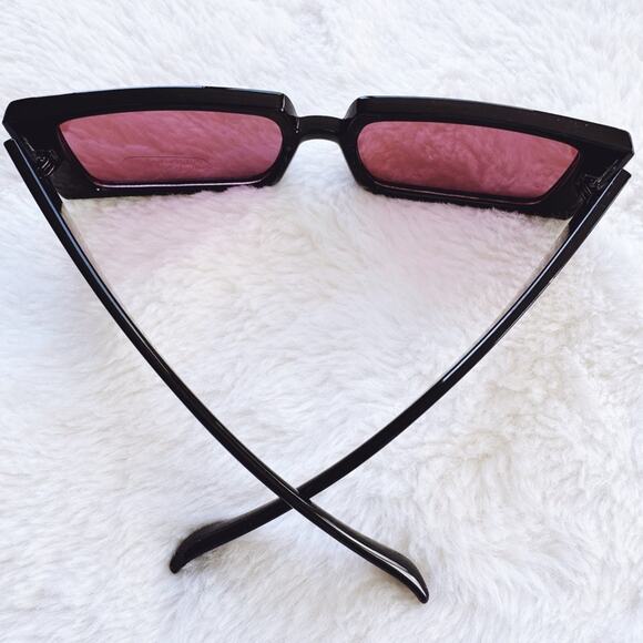 Aaron Black w/ Red Tint Rectangular Sunglasses - Picture 11 of 12